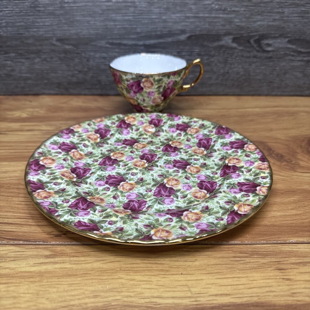 Royal Albert Old Country Roses Chintz Collection 8-1/8” Plate & Tea Cup~2 Pc